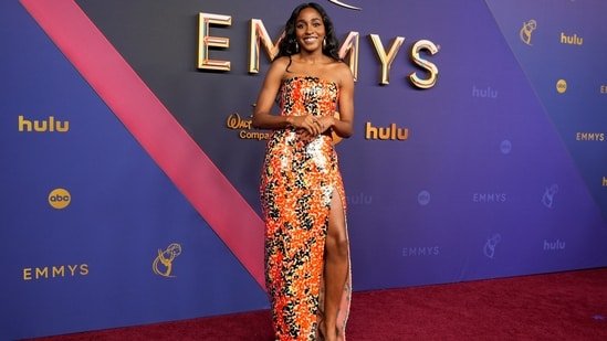 Ayo Edebiri on the red carpet at the 76th Primetime Emmy Awards. (Jae C. Hong/Invision/AP) Ayo Edebiri on the red carpet at the 76th Primetime Emmy Awards. (Jae C. Hong/Invision/AP)